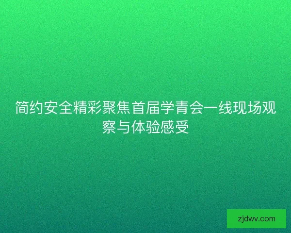 简约安全精彩聚焦首届学青会一线现场观察与体验感受